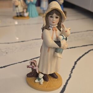 Vintage Jan Hagara Brooke Ceramic Figurine with Child and Rabbit 1989